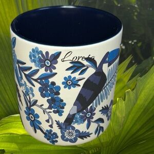 New Starbucks + Farm Rio Lenco Azulejo Blue Monotone Tropical Ceramic Mug in Box